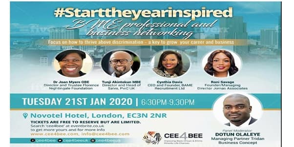 The #Starttheyearinspired leaflet: BME professional and business networking, Tuesday 21 January 2020, Novotel Hotel, London EC3N 2NR