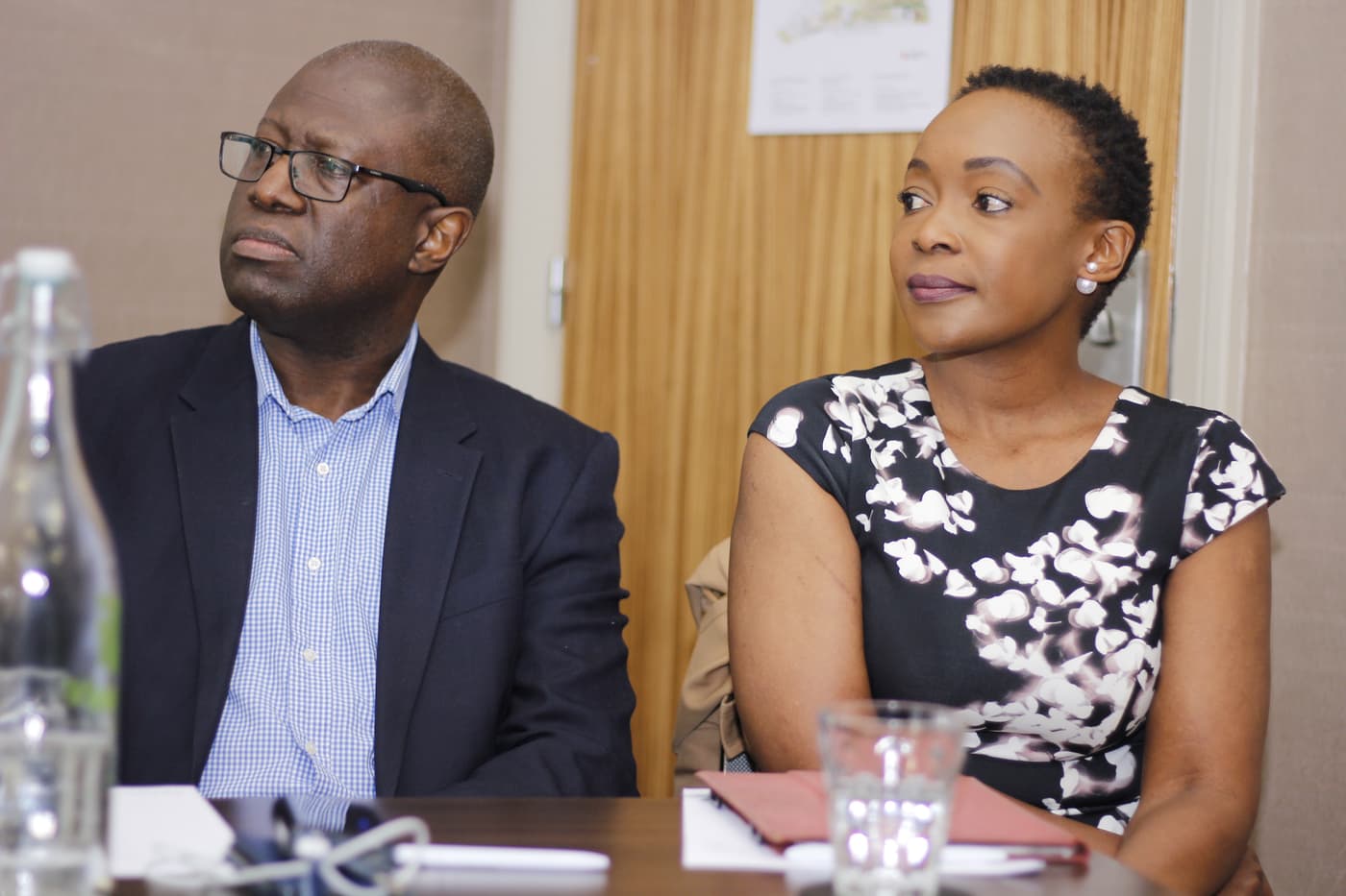 Two panellists at the table during the discussion