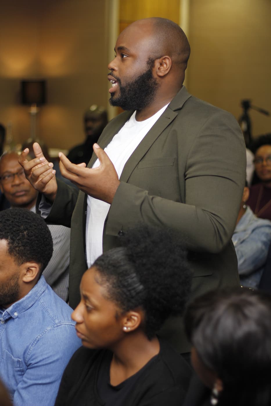 An attendee putting a question to the panel